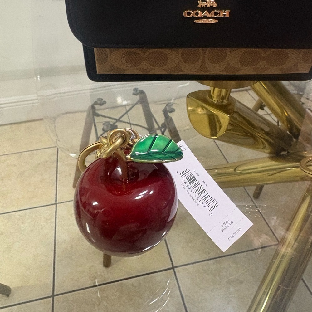 Coach Glossy Red Apple Keychain